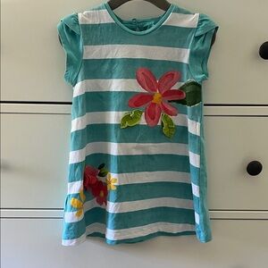 Mayoral Teal and White Striped Dress